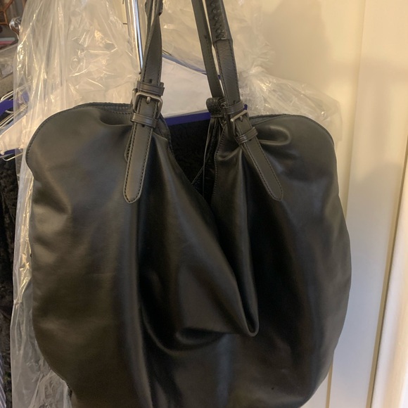 Gianni Segatta Ricamo Large Black Leather Hobo Weekender Tote Made in It… - Picture 3 of 4